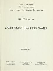 Cover of: California's ground water. by California. Dept. of Water Resources.