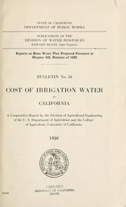 Cover of: Cost of irrigation water in California. by United States. Bureau of Public Roads.