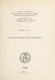 Cover of: Salinas basin investigation.