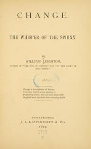 Cover of: Change ; the whisper of the sphinx