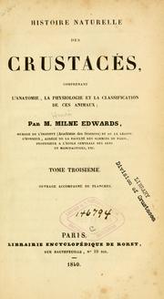 Cover of: Histoire naturelle des crustacés by Henri Milne-Edwards