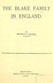 Cover of: Blake family in England.
