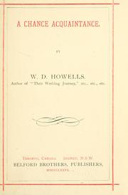Cover of: A chance acquaintance. -- by William Dean Howells
