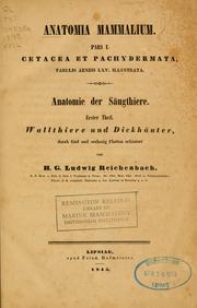 Cover of: Anatomia mammalium. by H. G. Ludwig Reichenbach
