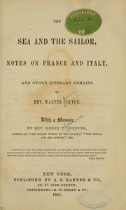 Cover of: The sea and the sailer by Walter Colton