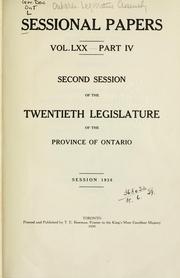 Cover of: ONTARIO SESSIONAL PAPERS. by Ontario. Legislative Assembly.