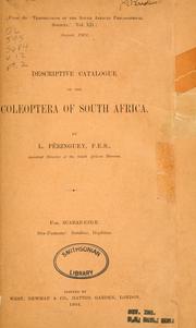 Descriptive catalogue of the coleoptera of South Africa (Lucanidæ and Scarabæidæ) by Louis Péringuey