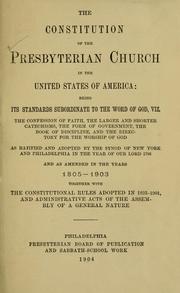 Cover of: constitution of the Presbyterian Church in the United States of America ...