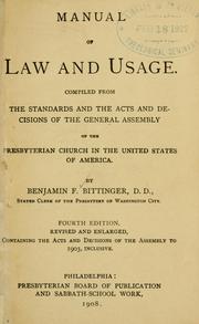 Cover of: Manual of law and usage | Presbyterian Church in the U.S.A. General Assembly.