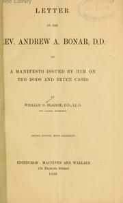 Letter to the Rev. Andrew A. Bonar, D.D by William Garden Blaikie