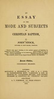 Cover of: essay on the mode and subjects of Christian baptism.