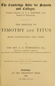 Cover of: The Epistles to Timothy and Titus by Alfred Edward Humphreys