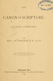 Cover of: canon of Scripture: is it divinely authenticated?.