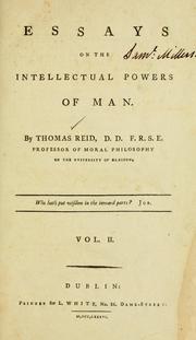 Cover of: Essays on the intellectual powers of man. by Thomas Reid