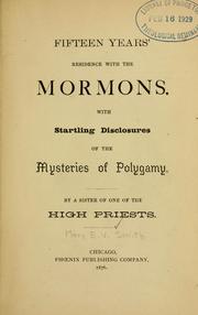 Cover of: Fifteen years' residence with the Mormons by Mary Ettie V. Smith