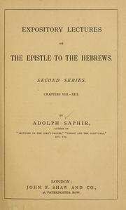 Cover of: Expository lectures on the Epistle to the Hebrews by Adolph Saphir