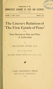 literary relations of The First Epistle of Peter with their bearing on date and place of authorship