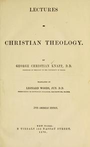 Cover of: Lectures on Christian theology by Georg Christian Knapp, Georg Christian Knapp