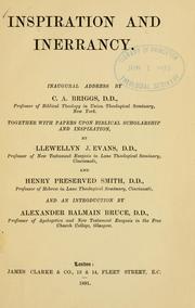 Cover of: Inspiration and inerrancy by Charles Augustus Briggs