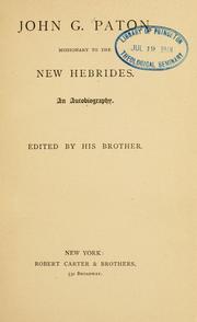 Cover of: John G. Paton, missionary to the New Hebrides. by John Gibson Paton
