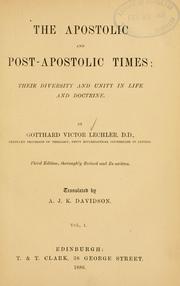 Cover of: The apostolic and post-apostolic times by Gotthard Victor Lechler