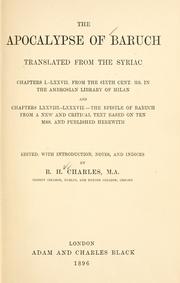 Cover of: The Apocalypse of Baruch by Translated from the Syriac. Edited, with introduction, notes, and indices by R.H. Charles.