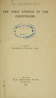 Cover of: The first epistle to the Corinthians. by Dods, Marcus