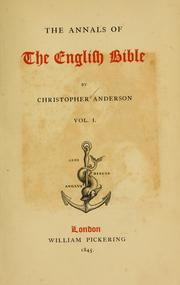 Cover of: annals of the English Bible.