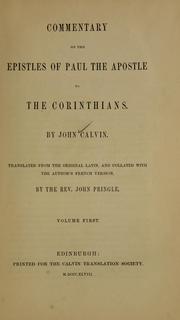 Cover of: Commentary on the Epistles of Paul the Apostle to the Corinthians