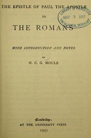 Cover of: The Epistle of Paul the Apostle to the Romans: with introduction and notes.