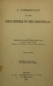 Cover of: A commentary on the First Epistle to the Corinthians.
