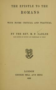 Cover of: The Epistle to the Romans by Michael Ferrebee Sadler