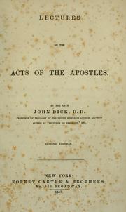 Cover of: Lectures on the Acts of the Apostles. by Rev. Dr. John Dick