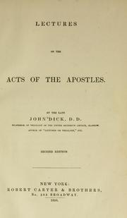 Cover of: Lectures on the Acts of the Apostles.
