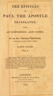 Cover of: The Epistles of Paul the Apostle by Thomas Belsham
