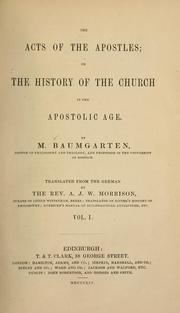 Cover of: Acts of the Apostles, or, The history of the church in the Apostolic age