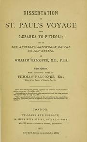 Cover of: Dissertation on St. Paul's voyage from Caesarea to Puteoli by William Falconer