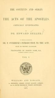 Cover of: The contents and origin of the Acts of the apostles by Eduard Zeller