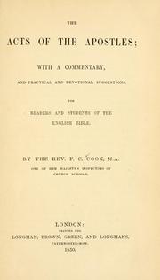 Cover of: Acts of the Apostles: with a commentary, and practical and devotional suggestions for readers and students of the English Bible.