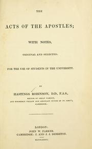 Cover of: The Acts of the Apostles by Hastings Robinson