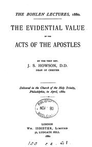Cover of: evidential value of the Acts of the Apostles