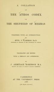 Cover of: A collation of the Athos codex of the Shepherd of Hermas
