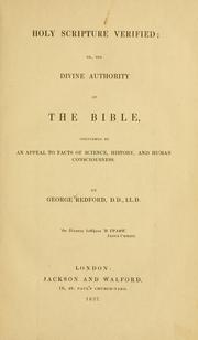 Cover of: Holy Scripture verified; or, The divine authority of the Bible by George Redford