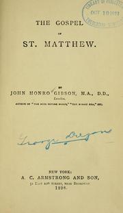 Cover of: The Gospel of St. Matthew ... by John Monro Gibson