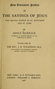 Cover of: The sayings of Jesus by Adolf von Harnack