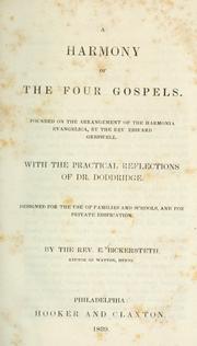 Cover of: harmony of the four Gospels: founded on the arrangement of the Harmonia Evangelica by the Rev. Edward Greswell, with the practical reflections of Dr. Doddridge