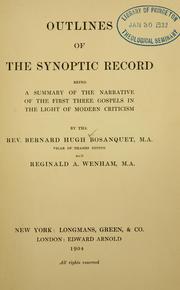 Cover of: Outlines of the synoptic record by Bernard Hugh Bosanquet