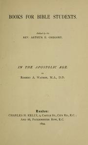 Cover of: In the apostolic age: the churches and the doctrine