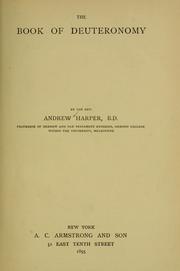 Cover of: book of Deuteronomy. | Harper, Andrew