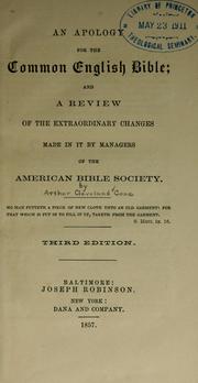 Cover of: An apology for the common English Bible by A. Cleveland Coxe